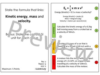 AQA Physics formula flashcard revision - Unit 1