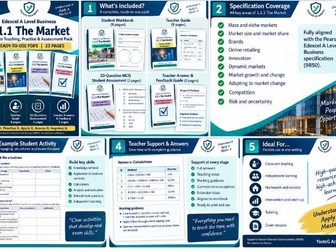 Edexcel A Level Business 1.1.1 The Market | Workbook, Teacher Guide & Assessment