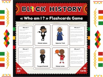 Black History Month "Who Am I ?" Game : Notable Figures Matching Flashcards Game