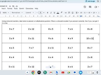 Times table connect 4