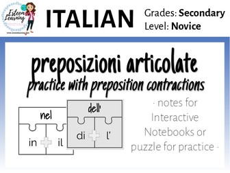 Italian Prepositions Puzzle