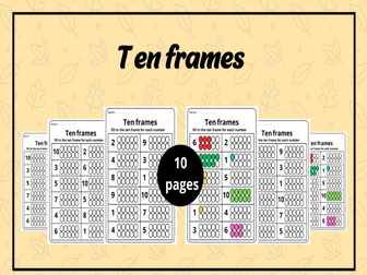 printable ten frame worksheets 1-10 -