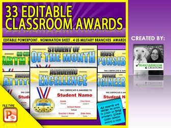 33 Editable School Awards - End of the Year Awards