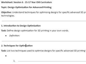 session 6 ages 15-17 - Design optimisation for advanced printing