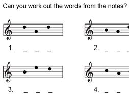 Reading note names treble clef - basic worksheet | Teaching Resources