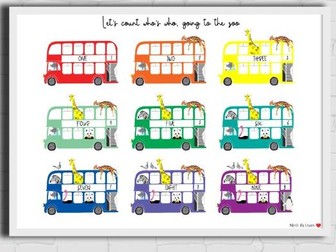Let's Count who's who, going to the Zoo | Rainbow London Buses with Animal