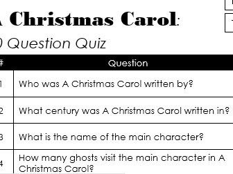 GCSE 'A Christmas Carol' 60 Question Quiz