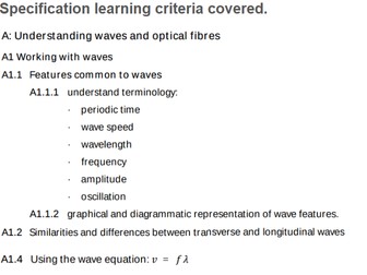 AAQ Applied Science Unit 3 Physics A1 Features Common to Waves