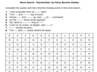 AQA Power and Conflict Poetry Anthology: Word Searches and Answers