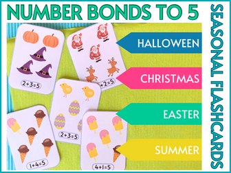 Number Bonds to 5 Seasonal Flashcards