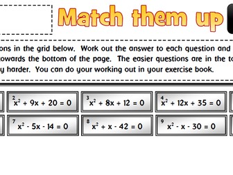 Factorising and solving quadratics