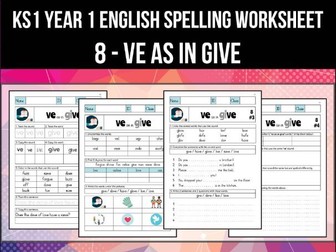 Spelling & Phonics Worksheet - v sound spelled VE