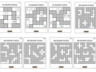 40 Number Square Puzzles for Number Reco