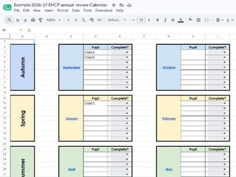 Annual Review Calendar Template
