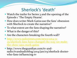 A2 Media Studies (MS4) TV Industry Resources - Sherlock
