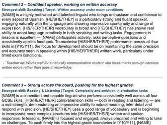 Spanish GCSE Reports Comments - Ready to Use and Adaptable