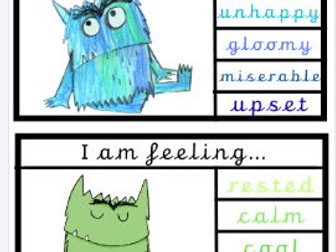 Colour Monster Key Word Display – Emotions & Feelings Vocabulary in Precursive
