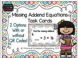 Missing Addend Equations Task Cards