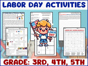 Labor Day: Reading Passage - Activities Puzzles with Answers 3rd 4th 5th.