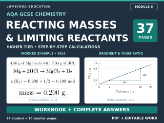 AQA GCSE Chemistry Reacting Masses & Limiting Reactants Workbook with Answers | Higher