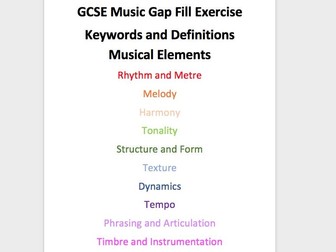GCSE Music Elements Gap Fill
