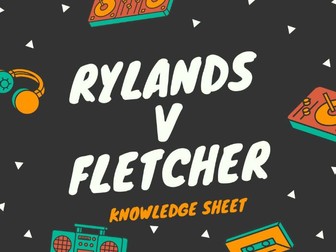 OCR LAW: RYLANDS V FLETCHER KNOWLEDGE SHEET