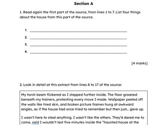 AQA GCSE English Language Paper 1 practice exam/mock: The Break In
