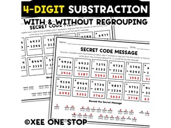 4-Digit Subtraction Secret Code Message
