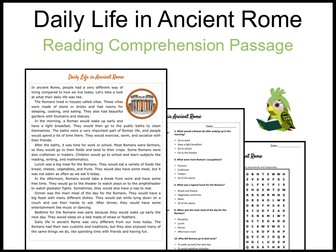 Daily Life in Ancient Rome Reading Comprehension and Word Search