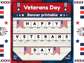 Veterans Day Banner Printable Perfect for Classroom and Bulletin Board Display
