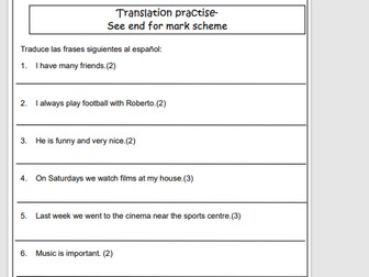 GCSE Spanish Edexcel Translation booklet