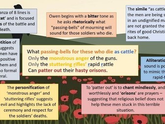 Year 9 War Poetry - "Anthem for Doomed Youth" by Wilfred Owen