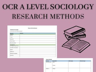 OCR A Level Sociology Research Methods - Revision Booklet