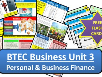 BTEC Business Unit 3 Personal and Business Finance (Complete bundle)