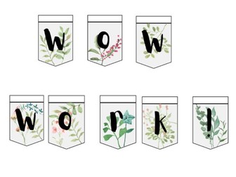 Botanical theme Classroom Display Banner - wow work