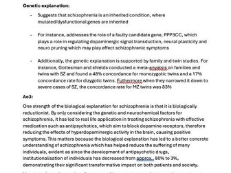 A level Psychology - Paper 3 - Schizophrenia essay plans