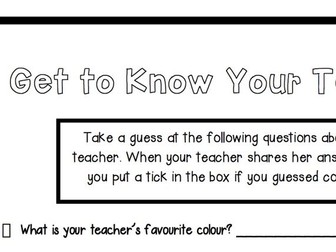 Get To Know Your Teacher Quiz