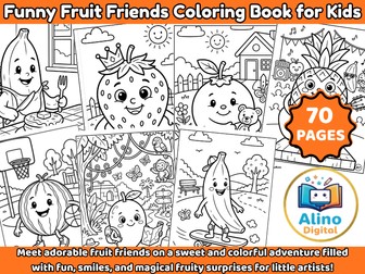 Funny Fruit Friends Coloring Book for Kids